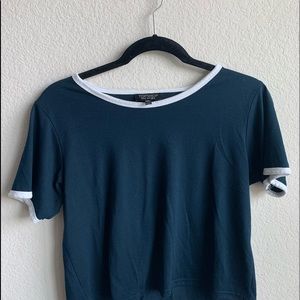 Top Shop Navy Cropped Tee